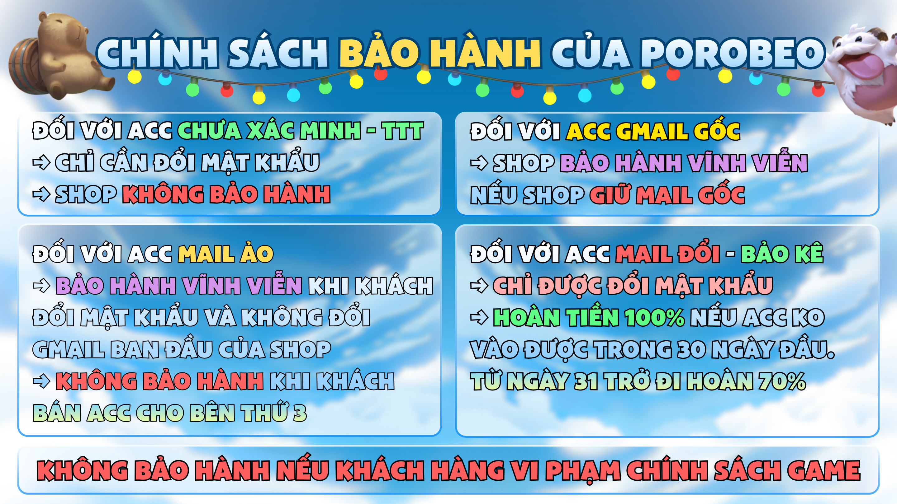 CHÍNH SÁCH BẢO HÀNH